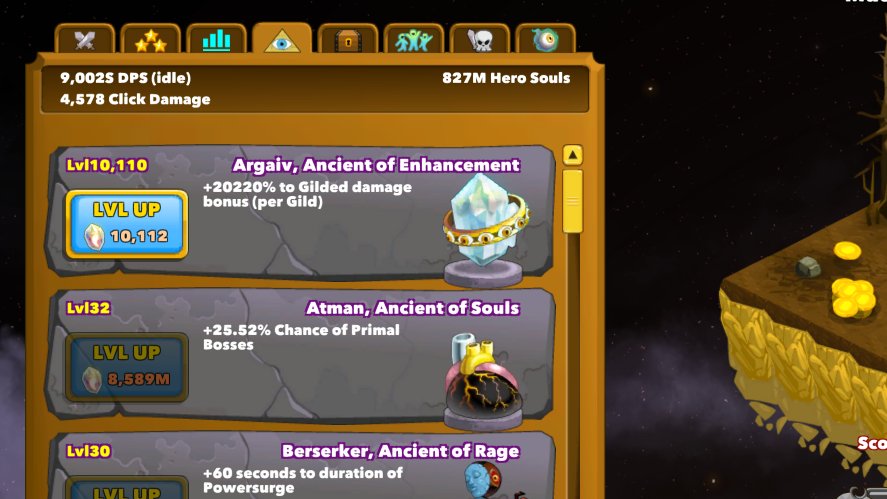 Leveling Ancients in Clicker Heroes