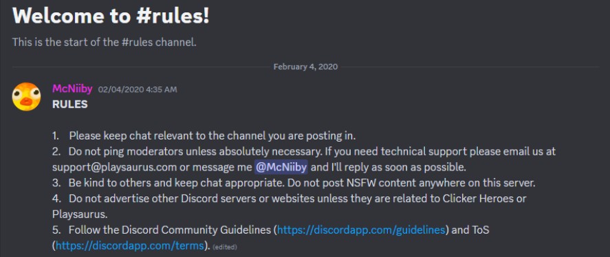 Clicker Heroes' Discord Rules