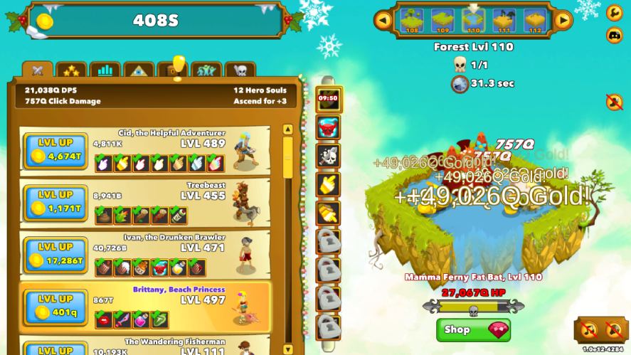 A lot of clicking in Clicker Heroes