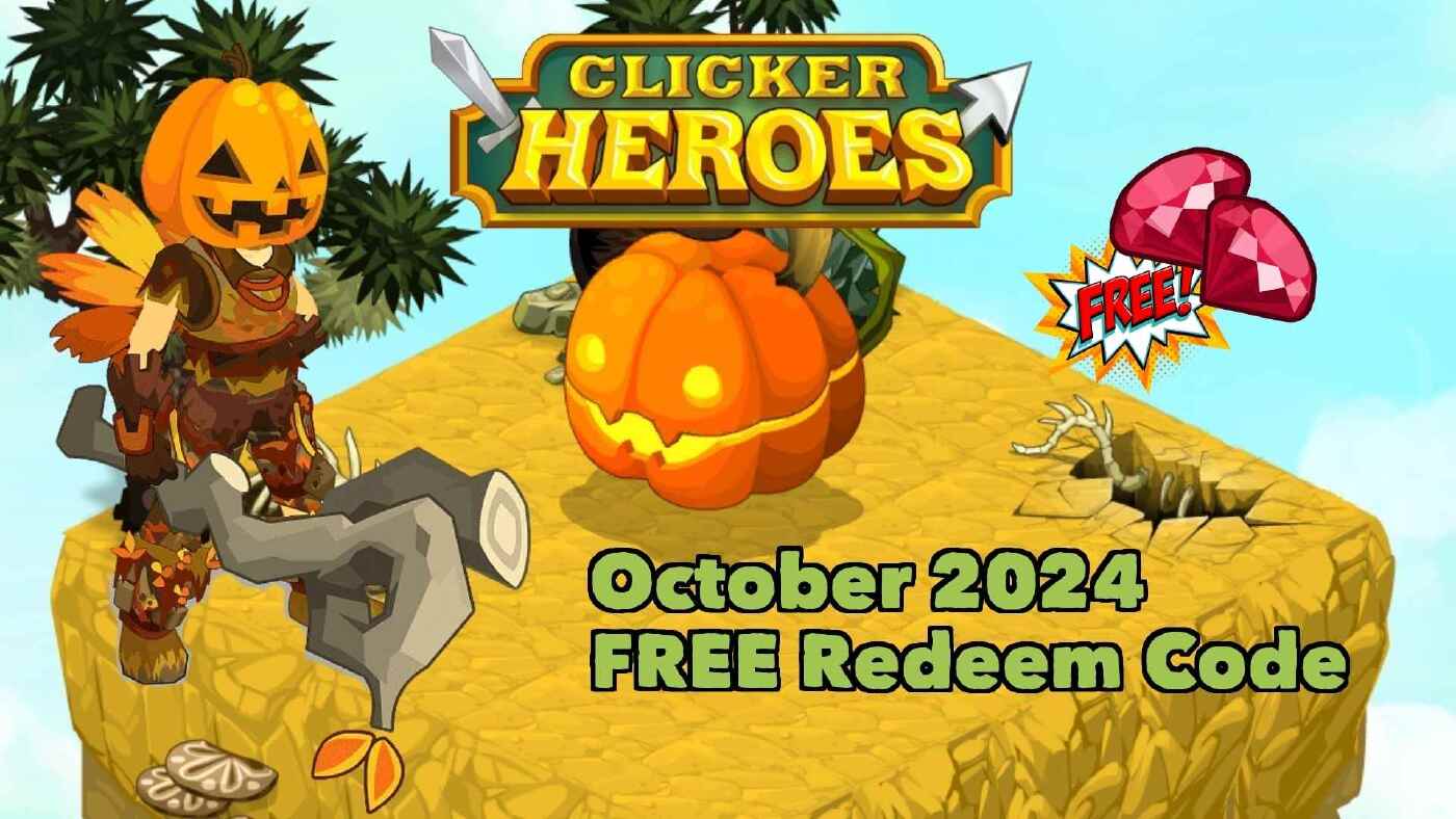 Featured image for the Clicker Heroes Redeem Code Blog showing pumpkin costumed characters to represent the Halloween theme this season. Title displayed in the image October 2024 Redeem Codes