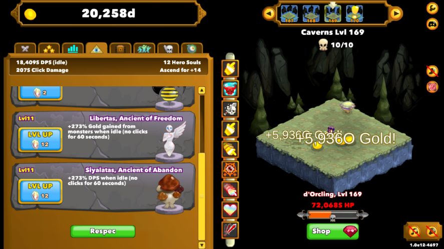 An example of an Idle Build in Clicker Heroes