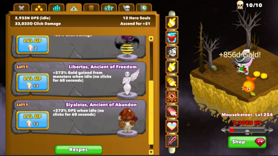 Ancient list in Clicker Heroes