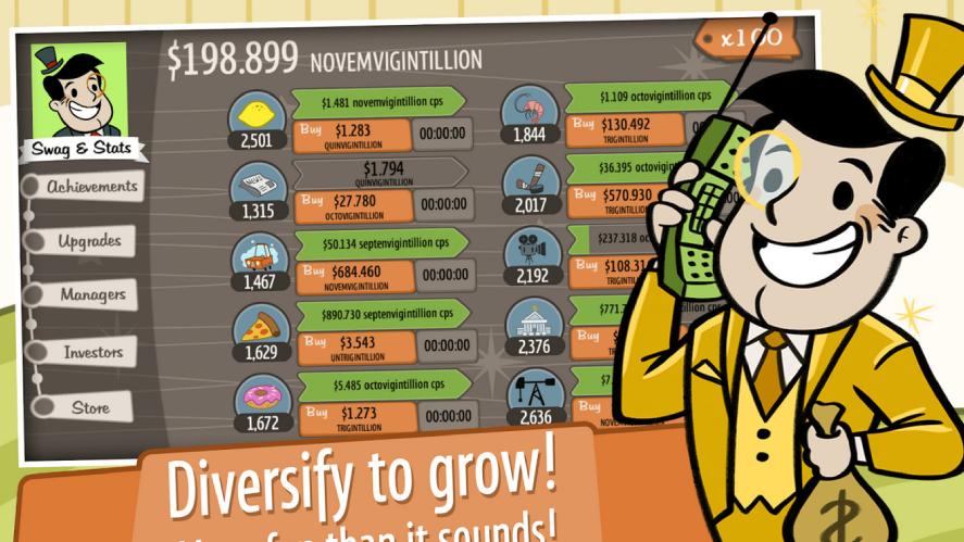 A screenshot of Adventure Capitalist gameplay