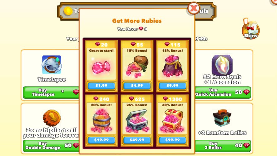 Microtransactions in Clicker Heroes