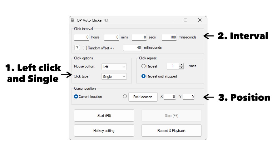 A guide on how to set up OP Auto Clicker