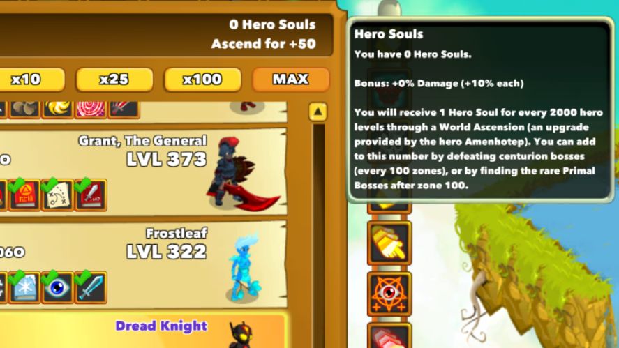 Hero levels and Hero Souls