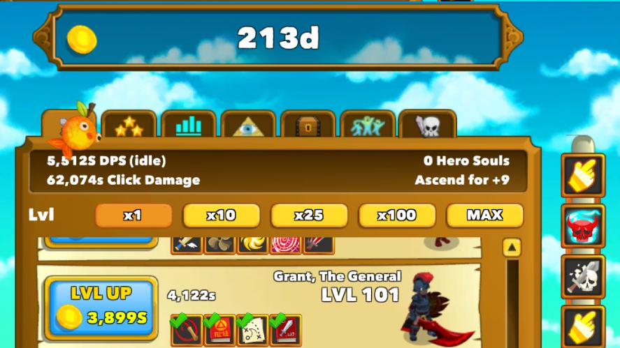 Orange fish clickable in Clicker Heroes