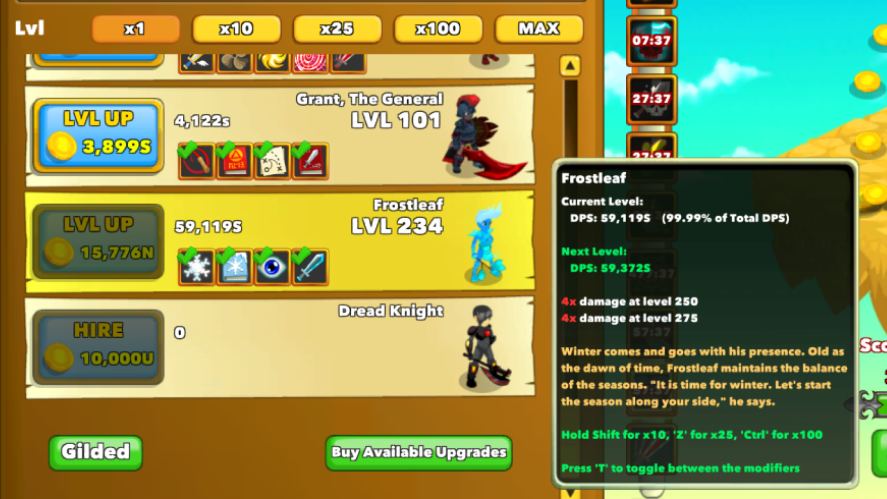 Leveling the best heroes in Clicker Heroes