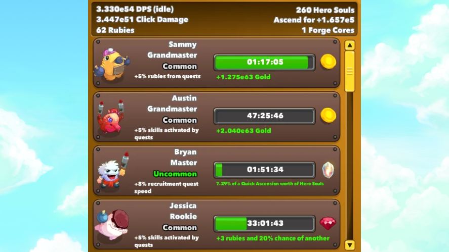 Mercenaries in Clicker Heroes
