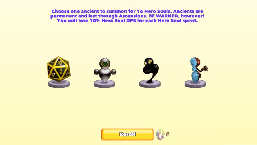 Reroll Ancients in Clicker Heroes