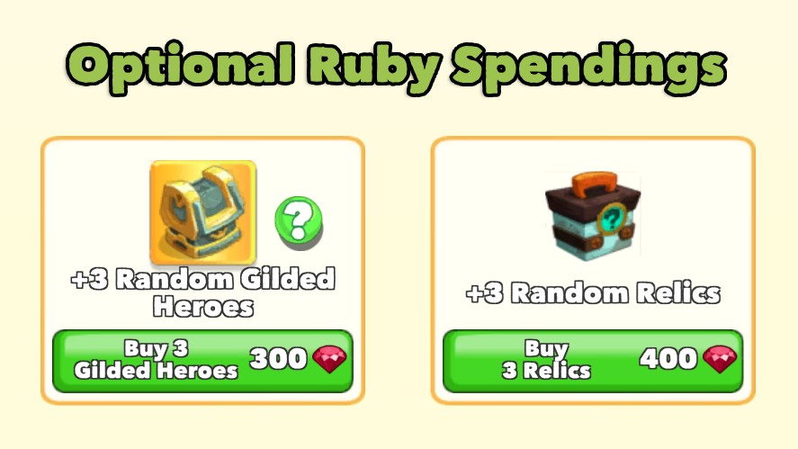 Random gilded heroes and relics in the ruby shop