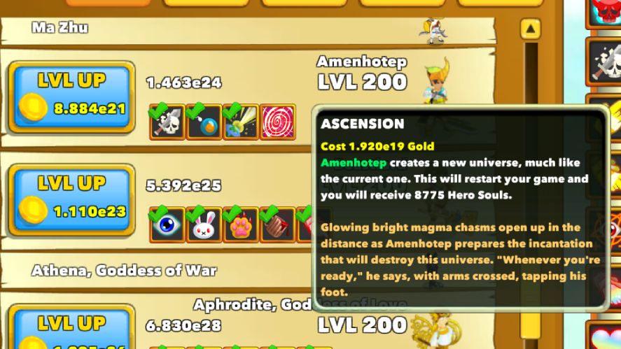 Ascension upgrade in Clicker Heroes