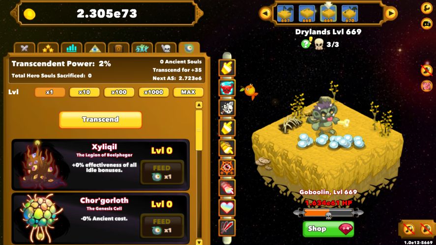 The late game of Clicker Heroes