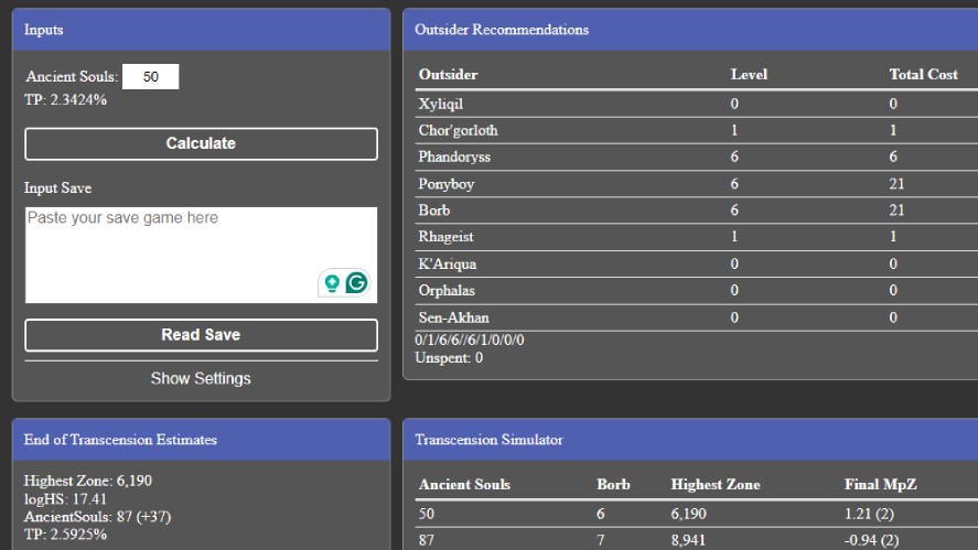 The Outsider Calculator