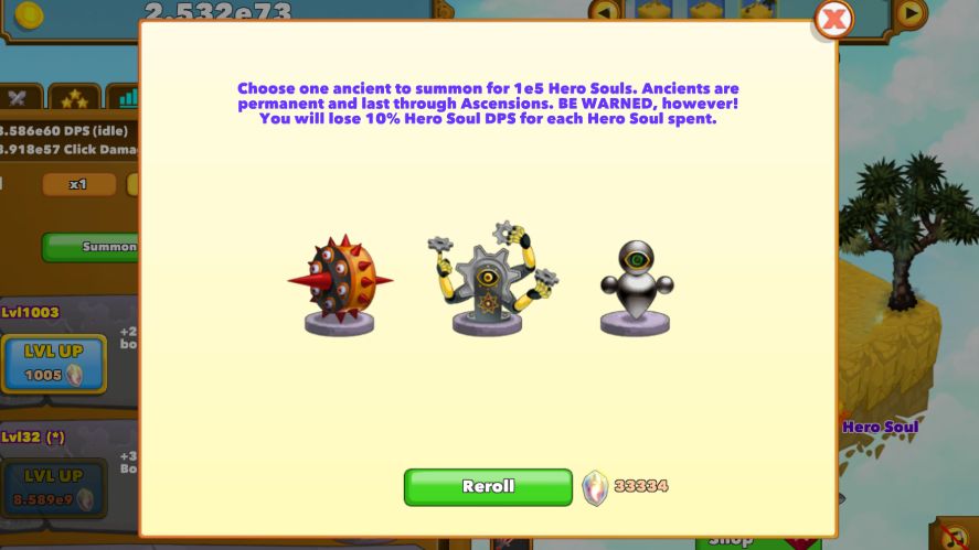 Using Hero Souls to buy more Ancients