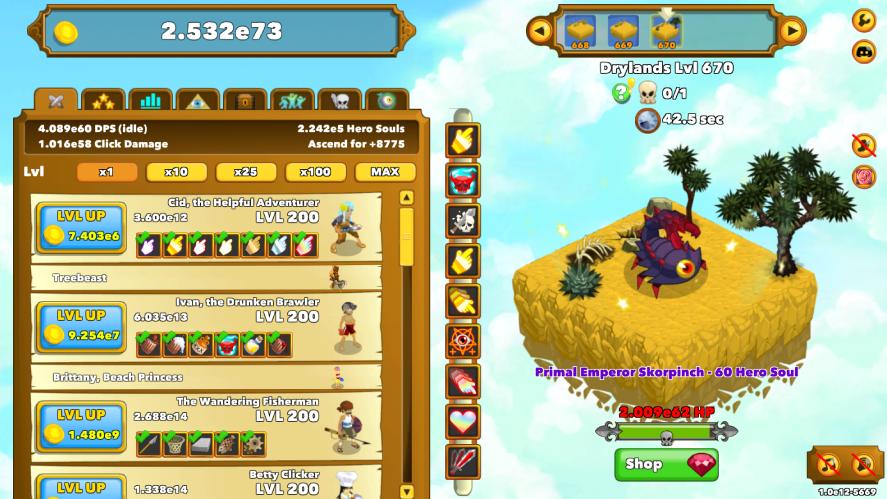 A primal boss in Clicker Heroes